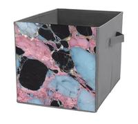 Jubonexis Black Pink Blue Luxury Pure Marble Cube Storage Bins Storage Cubes Foldable Decorative Fabric Storage Baskets Home Organizers with Handles for Shelves,Closet, 27x27 CM
