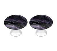 Jubonexis Black Purple Luxury Marble Round Drawer Cabinet Knobs Handles with Screws,2 Pcs, Drawer Dresser Knob Pulls Decor for Wardrobe Cupboard Home Office Kitchen