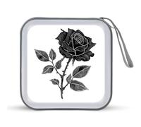 Jubonexis Black Rose Vintage Halloween CD Case DVD Storage Case Portable