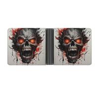 Jubonexis Black Skull Glowing Eyes Graffiti Soft PU Leather Bifold Wallet, Coin Purse Credit Pass Case, Durable Card-Holder Slim Billfold for Men Woman Money Storage
