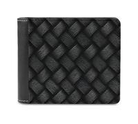 Jubonexis Black Structured Pattern Soft PU Leather Bifold Wallet, Coin Purse Credit Pass Case, Durable Card-Holder Slim Billfold for Men Woman Money Storage
