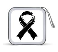 Jubonexis Black White Cancer Awareness Ribbon CD Case DVD Storage Case Portable for Car Home Travel