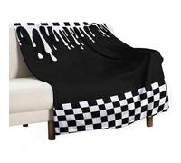 Jubonexis Black White Checkered Pattern Melting Dripping Anti Pilling Throw Blankets Cozy Durable Blanket for Bedroom Living Rooms Couch Sofa Bed 50"x60"