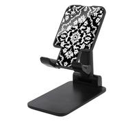 Jubonexis Black White Floral Botanical Motifs Cell Phone Stand Foldable Adjustable Phone Stand for Desk