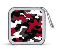 Jubonexis Black White Red Camouflage Pattern CD Case DVD Storage Case Portable for Car Home Travel