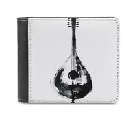 Jubonexis Black White Straight Minimalistic Musical Instrument Soft PU Leather Bifold Wallet, Coin Purse Credit Pass Case, Durable Card-Holder Slim Billfold for Men Woman Money Storage