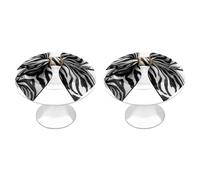 Jubonexis Black White Zebra Pattern Large Ribbon Bow Round Drawer Cabinet Knobs Handles with Screws,2 Pcs, Drawer Dresser Knob Pulls Decor for Wardrobe Cupboard Home Office Kitchen