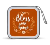 Jubonexis Bless Our Home on Orange CD Case DVD Storage Case Portable