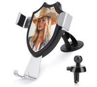 Jubonexis Blonde Woman Cowboy Hat Aesthetic Car Phone Holder Mount Triangle Clip Base Air Vent Cell Phone Car Mount Automotive Accessories for 4-6 Inches Cell Smartphones