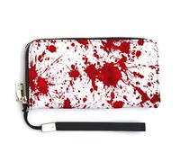 Jubonexis Blood Splatter PU Leather Clutch Long Bifold Wallet, Coin Purse Credit Pass Case, Durable Card-Holder Money Storage for Women Men