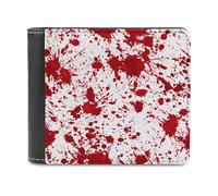 Jubonexis Blood Splatter Soft PU Leather Bifold Wallet, Coin Purse Credit Pass Case, Durable Card-Holder Slim Billfold for Men Woman Money Storage