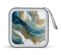 Jubonexis Blue and Gold Fluid Art CD Case DVD Storage Case Portable for Car Home Travel