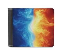 Jubonexis Blue and Orange Hues Abstract Soft PU Leather Bifold Wallet, Coin Purse Credit Pass Case, Durable Card-Holder Slim Billfold for Men Woman Money Storage