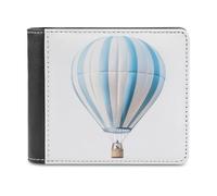 Jubonexis Blue and White Hot Air Balloon Soft PU Leather Bifold Wallet, Coin Purse Credit Pass Case, Durable Card-Holder Slim Billfold for Men Woman Money Storage