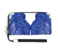 Jubonexis Blue Angel Wings PU Leather Clutch Long Bifold Wallet, Coin Purse Credit Pass Case, Durable Card-Holder Money Storage for Women Men