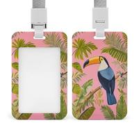 Jubonexis Blue Black Toucan Bird Tropical ID Badge Holder Retractable Clip Card Holder Card Protector Name Badge Name Tag for Work Office Doctor Nurse