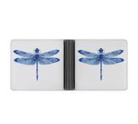Jubonexis Blue Dragonfly Japanese Soft PU Leather Bifold Wallet, Coin Purse Credit Pass Case, Durable Card-Holder Slim Billfold for Men Woman Money Storage