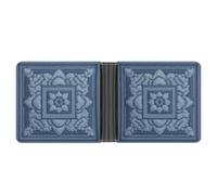 Jubonexis Blue Embroidery Pattern Structured Square Soft PU Leather Bifold Wallet, Coin Purse Credit Pass Case, Durable Card-Holder Slim Billfold for Men Woman Money Storage