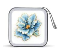 Jubonexis Blue Fantasy Flower with Gold Edges CD Case DVD Storage Case Portable for Car Home Travel