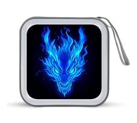 Jubonexis Blue Fire Dragon Head CD Case DVD Storage Case Portable for Car Home Travel