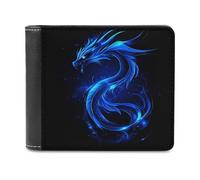 Jubonexis Blue Fire Dragon Soft PU Leather Bifold Wallet, Coin Purse Credit Pass Case, Durable Card-Holder Slim Billfold for Men Woman Money Storage