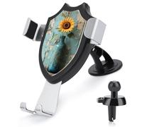 Jubonexis Blue Glass Bottle with Sunflower Car Phone Holder Mount Triangle Clip Base Air Vent Cell Phone Car Mount Automotive Accessories for 4-6 Inches Cell Smartphones