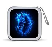 Jubonexis Blue Glowing Horse Head CD Case DVD Storage Case Portable