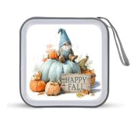 Jubonexis Blue Gnome on Large Pumpkin CD Case DVD Storage Case Portable for Car Home Travel