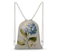 Jubonexis Blue Hydrangea Branch on Light Neutral Drawstring Backpack Canvas String Bag Lightweight Sports Gym Bag for Men Women
