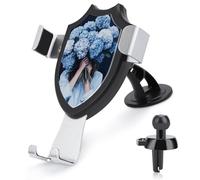 Jubonexis Blue Hydrangeas Flowers Cover Woman Face Car Phone Holder Mount Triangle Clip Base Air Vent Cell Phone Car Mount Automotive Accessories for 4-6 Inches Cell Smartphones