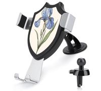 Jubonexis Blue Iris Flower Car Phone Holder Mount Triangle Clip Base Air Vent Cell Phone Car Mount Automotive Accessories for 4-6 Inches Cell Smartphones