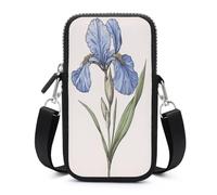 Jubonexis Blue Iris Flower Crossbody Mobile Phone Bag Smartphone Bag With Adjustable Strap