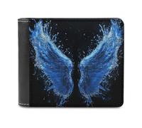 Jubonexis Blue Liquid Angel Wings Soft PU Leather Bifold Wallet, Coin Purse Credit Pass Case, Durable Card-Holder Slim Billfold for Men Woman Money Storage