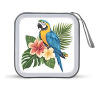 Jubonexis Blue Macaw on Tropical Flowers CD Case DVD Storage Case Portable