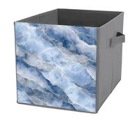 Jubonexis Blue Marble with White Grey Veining Stone Texture Cube Storage Bins Storage Cubes Foldable Decorative Fabric Storage Baskets Home Organizers with Handles for Shelves,Closet, 27x27 CM