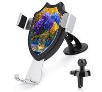 Jubonexis Blue Purple Yellow Hydrangeas in Glass Vase Car Phone Holder Mount Triangle Clip Base Air Vent Cell Phone Car Mount Automotive Accessories for 4-6 Inches Cell Smartphones