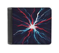 Jubonexis Blue Red White Lightning Soft PU Leather Bifold Wallet, Coin Purse Credit Pass Case, Durable Card-Holder Slim Billfold for Men Woman Money Storage