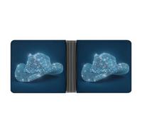 Jubonexis Blue Rhinestone Cowboy Hat 80s Disco Soft PU Leather Bifold Wallet, Coin Purse Credit Pass Case, Durable Card-Holder Slim Billfold for Men Woman Money Storage