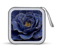 Jubonexis Blue Rose with Gold Lines CD Case DVD Storage Case Portable