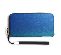 Jubonexis Blue to Green Graident Pattern PU Leather Clutch Long Bifold Wallet, Coin Purse Credit Pass Case, Durable Card-Holder Money Storage for Women Men