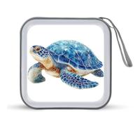 Jubonexis Blue Turtle Statue Watercolor CD Case DVD Storage Case Portable for Car Home Travel