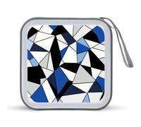 Jubonexis Blue White Abstract Geometric Pattern CD Case DVD Storage Case Portable for Car Home Travel
