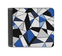 Jubonexis Blue White Abstract Geometric Pattern Soft PU Leather Bifold Wallet, Coin Purse Credit Pass Case, Durable Card-Holder Slim Billfold for Men Woman Money Storage