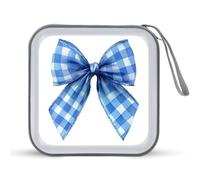 Jubonexis Blue White Ribbon Bow CD Case DVD Storage Case Portable for Car Home Travel