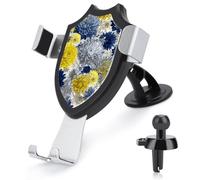 Jubonexis Blue Yellow And Gray Chrysanthemum Car Phone Holder Mount Triangle Clip Base Air Vent Cell Phone Car Mount Automotive Accessories for 4-6 Inches Cell Smartphones