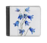 Jubonexis Bluebell Flowers Watercolor Soft PU Leather Bifold Wallet, Coin Purse Credit Pass Case, Durable Card-Holder Slim Billfold for Men Woman Money Storage