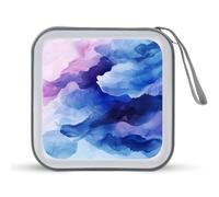 Jubonexis Blues and Purples Flowing Shapes CD Case DVD Storage Case Portable for Car Home Travel
