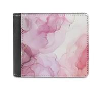 Jubonexis Blush Pink and Dusty Rose Watercolor Fluid Soft PU Leather Bifold Wallet, Coin Purse Credit Pass Case, Durable Card-Holder Slim Billfold for Men Woman Money Storage