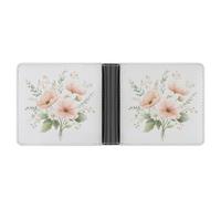 Jubonexis Blush Pink Poppies and Peonies Soft PU Leather Bifold Wallet, Coin Purse Credit Pass Case, Durable Card-Holder Slim Billfold for Men Woman Money Storage