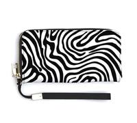 Jubonexis Bold Black Lines Organic Flow Minimal PU Leather Clutch Long Bifold Wallet, Coin Purse Credit Pass Case, Durable Card-Holder Money Storage for Women Men